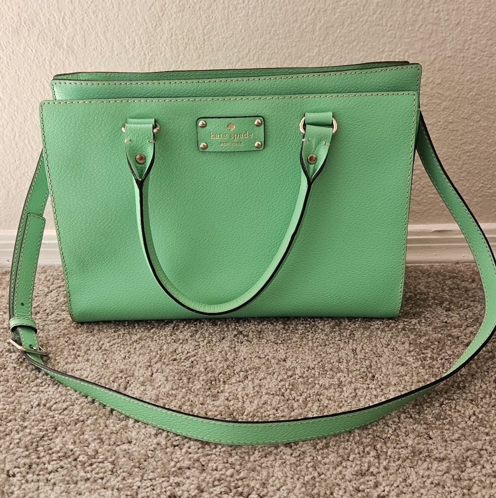 Kate Spade Green Satchel with Gold Details